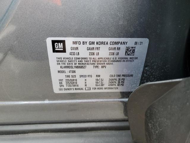 KL4MMDSL1NB068527 - 2022 BUICK ENCORE GX SELECT GRAY photo 13