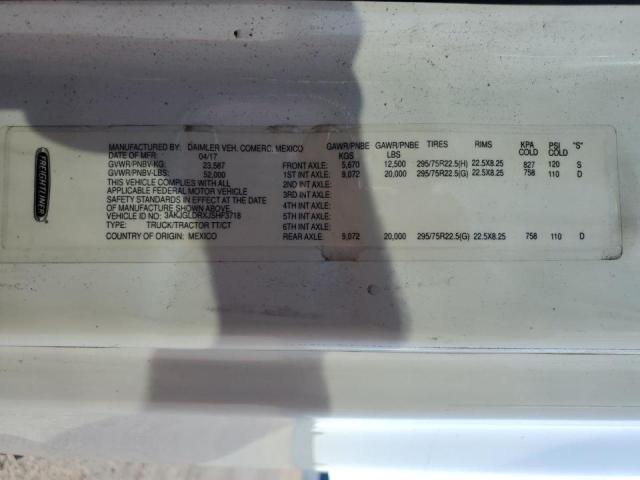 3AKJGLDRXJSHF3718 - 2018 FREIGHTLINER CASCADIA 1 Ақ фото 10