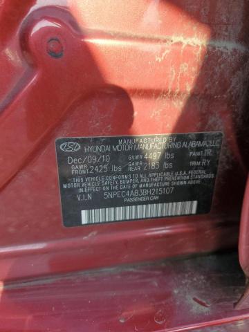5NPEC4AB3BH215107 - 2011 HYUNDAI SONATA SE მუქწითელი ფოტო 12
