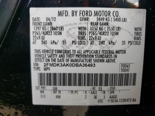 2FMDK3AK0DBA36493 - 2013 FORD EDGE SPORT BLACK photo 14