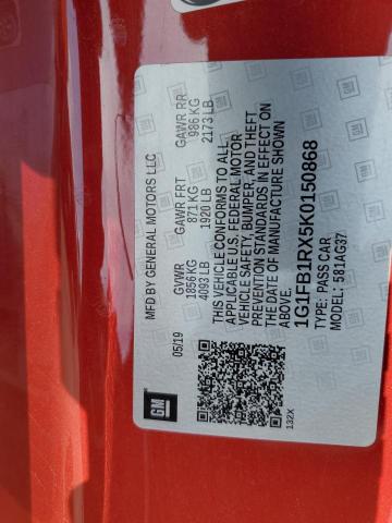 1G1FB1RX5K0150868 - 2019 CHEVROLET CAMARO LS Qırmızı foto 12