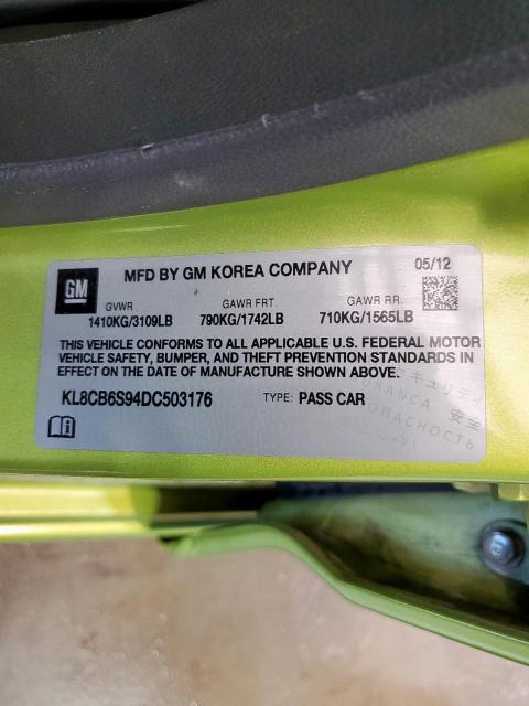 KL8CB6S94DC503176 - 2013 CHEVROLET SPARK LS GREEN photo 12