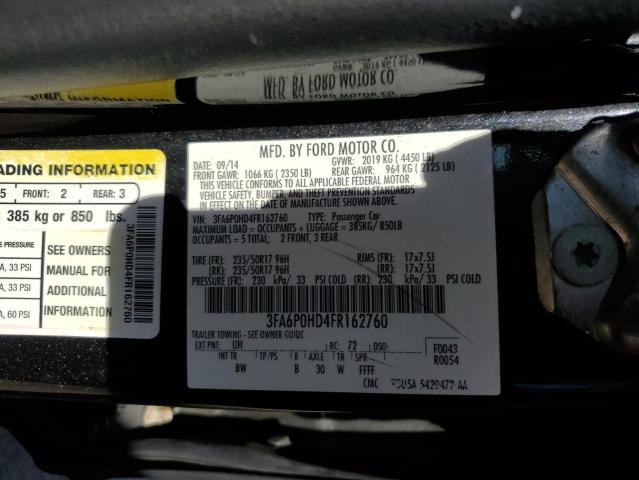 3FA6P0HD4FR162760 - 2015 FORD FUSION SE BLACK photo 12