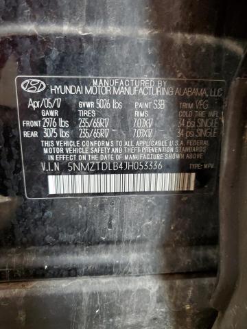 5NMZTDLB4JH053336 - 2018 HYUNDAI SANTA FE S BLACK photo 13