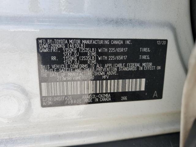 2T3W1RFV8MC107380 - 2021 TOYOTA RAV4 XLE WHITE photo 14