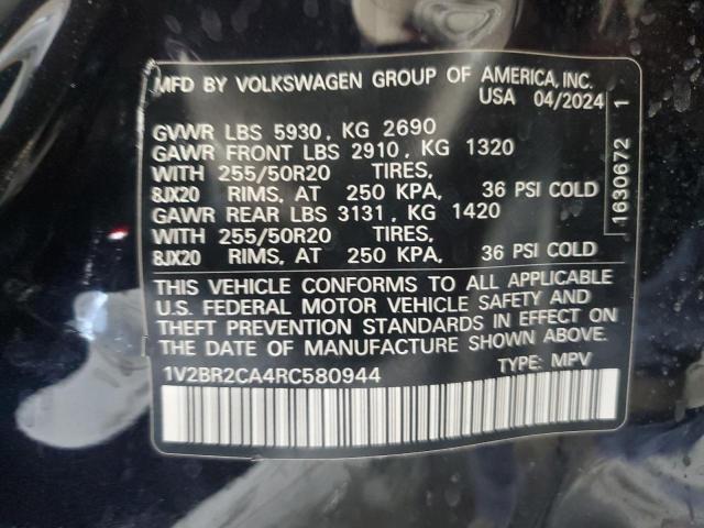 1V2BR2CA4RC580944 - 2024 VOLKSWAGEN ATLAS SEL 黑色 照片 13