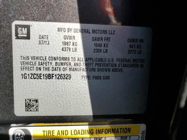 1G1ZC5E19BF126329 - 2011 CHEVROLET MALIBU 1LT 灰色 照片 12