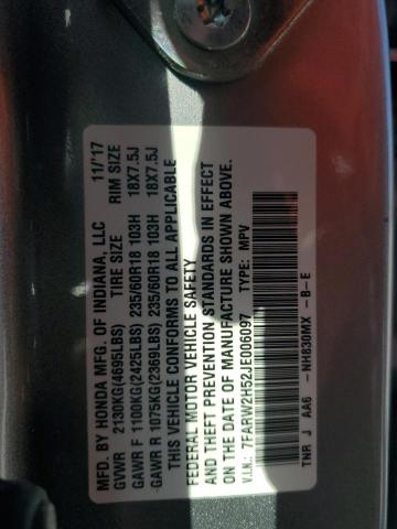 7FARW2H52JE006097 - 2018 HONDA CR-V EX ვერცხლისფერი ფოტო 13