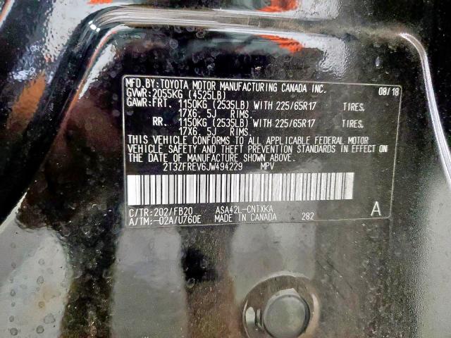 2T3ZFREV6JW494229 - 2018 TOYOTA RAV4 LE Qara foto 13