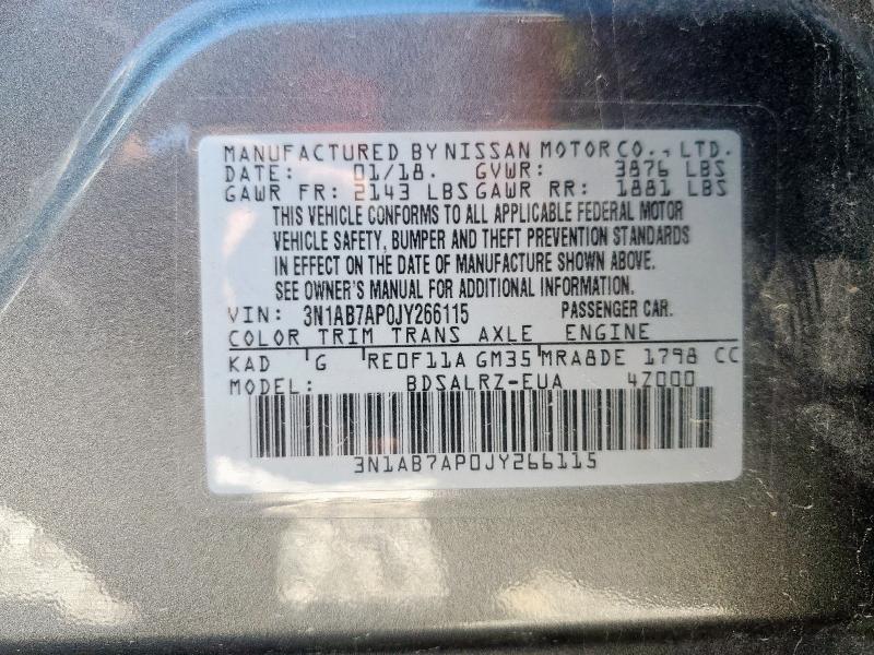 3N1AB7AP0JY266115 - 2018 NISSAN SENTRA S GRAY photo 13