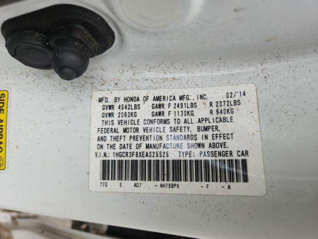 1HGCR3F8XEA025525 - 2014 HONDA ACCORD EXL WHITE photo 13