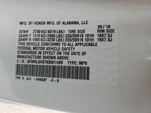 5FNRL6H97KB041489 - 2019 HONDA ODYSSEY ELITE Weiß Foto 14