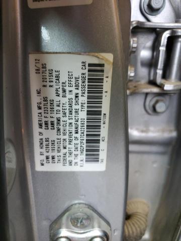 1HGCP2F67CA226830 - 2012 HONDA ACCORD SE ვერცხლისფერი ფოტო 12