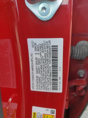 1HGCV2F39MA013178 - 2021 HONDA ACCORD SPORT Червоний фото 13