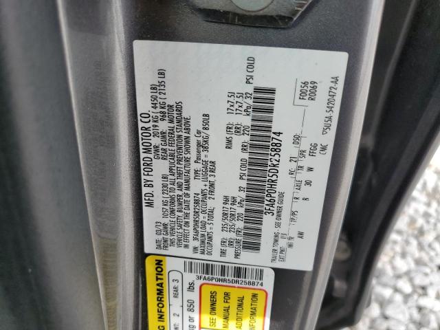 3FA6P0HR5DR258874 - 2013 FORD FUSION SE GRAY photo 12