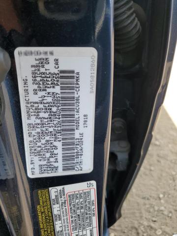 4T1BE32K44U293857 - 2004 TOYOTA CAMRY LE ლურჯი ფოტო 12