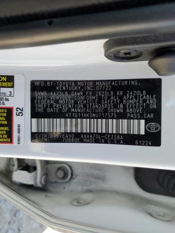 4T1G11AK0NU717575 - 2022 TOYOTA CAMRY SE 白色 照片 13