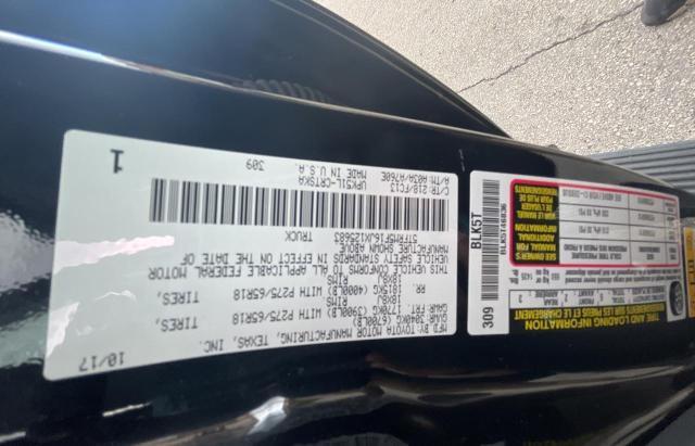 5TFRM5F16JX125683 - 2018 TOYOTA TUNDRA DOUBLE CAB SR/SR5 BLACK photo 10