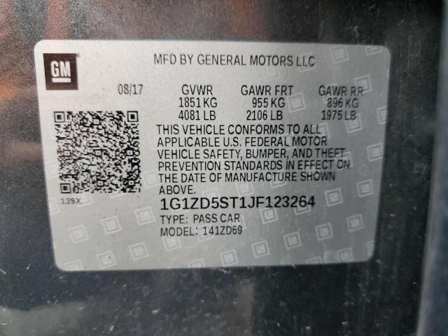 1G1ZD5ST1JF123264 - 2018 CHEVROLET MALIBU LT GRAY photo 12