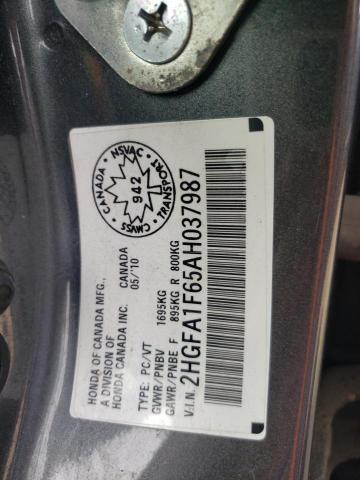 2HGFA1F65AH037987 - 2010 HONDA CIVIC LX-S 灰色 照片 12