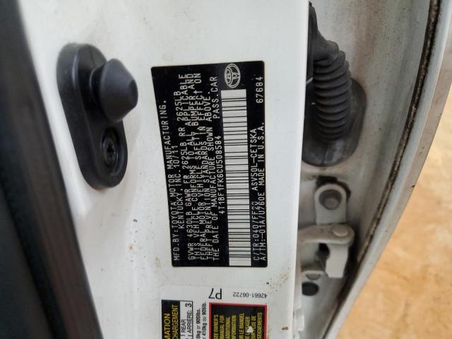 4T1BF1FK6CU508584 - 2012 TOYOTA CAMRY BASE 白色 照片 12