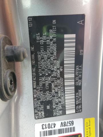 5TDYK3DCXDS326507 - 2013 TOYOTA SIENNA XLE ვერცხლისფერი ფოტო 14