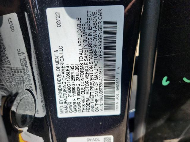 19UUB5F58NA001671 - 2022 ACURA TLX TECH A BLACK photo 12