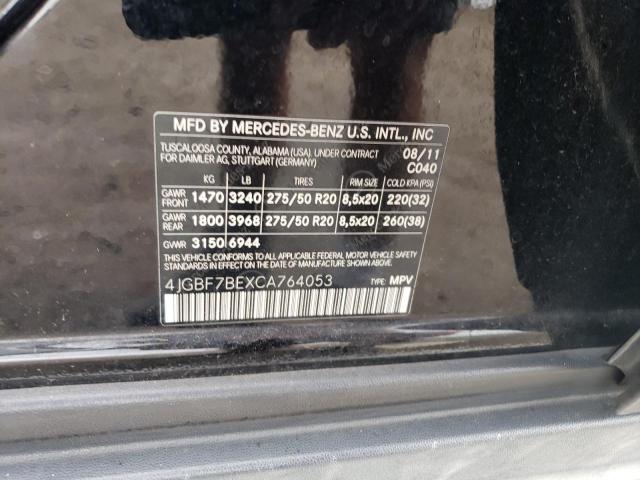4JGBF7BEXCA764053 - 2012 MERCEDES-BENZ GL 450 4MATIC BLACK photo 13