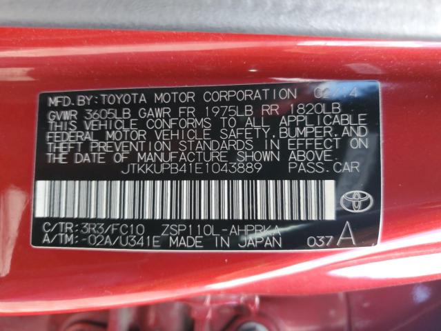 JTKKUPB41E1043889 - 2014 TOYOTA SCION XD 红色 照片 12
