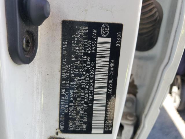 4T1BE30K36U692765 - 2006 TOYOTA CAMRY LE WHITE photo 12