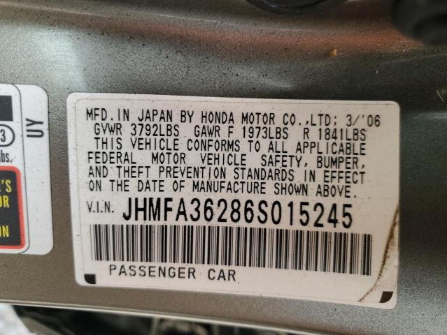 JHMFA36286S015245 - 2006 HONDA CIVIC HYBRID 金色 照片 13