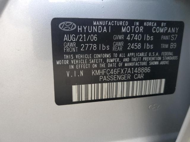 KMHFC46FX7A148886 - 2007 HYUNDAI AZERA SE SILVER photo 12