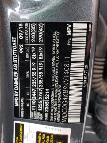 WDC0G4KB9KV140811 - 2019 MERCEDES-BENZ GLC 300 4MATIC GRAY photo 12