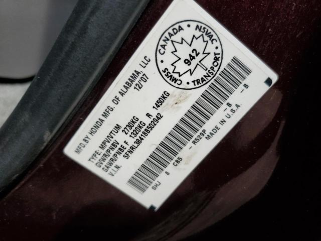 5FNRL38418B502942 - 2008 HONDA ODYSSEY EX Bordo foto 13