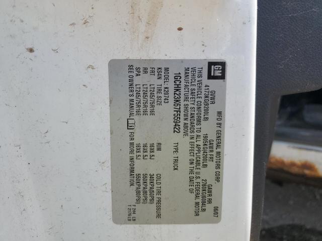 1GCHK23K67F559422 - 2007 CHEVROLET SILVERADO K2500 HEAVY DUTY WHITE photo 12