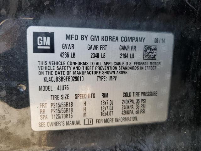 KL4CJBSB9FB029010 - 2015 BUICK ENCORE CONVENIENCE შავი ფოტო 12