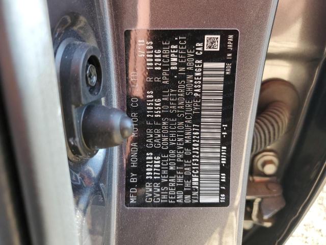 JHMFC1F32JX022677 - 2018 HONDA CIVIC EX Сұр фото 12