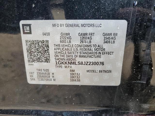 1GKKNMLS8JZ230076 - 2018 GMC ACADIA SLT-1 BLACK photo 13