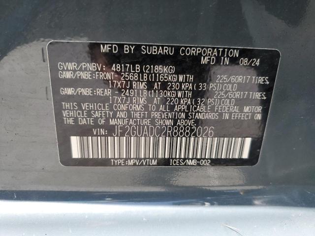 JF2GUADC2R8882026 - 2024 SUBARU CROSSTREK PREMIUM Сұр фото 14
