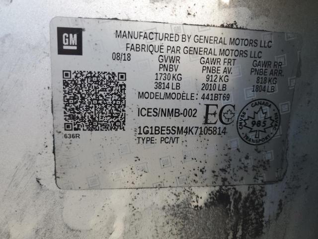 1G1BE5SM4K7105814 - 2019 CHEVROLET CRUZE LT 银色 照片 13