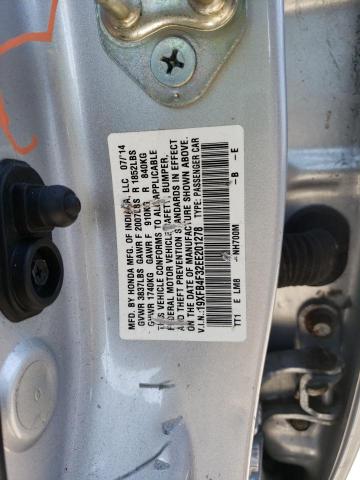 19XFB4F32EE201278 - 2014 HONDA CIVIC HYBRID L SILVER photo 13