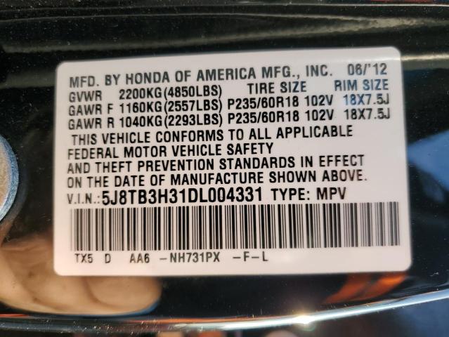 5J8TB3H31DL004331 - 2013 ACURA RDX BLACK photo 13