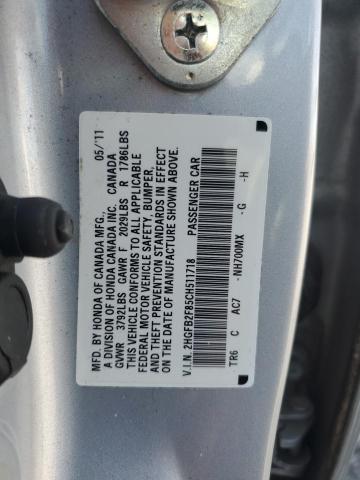 2HGFB2F85CH511718 - 2012 HONDA CIVIC EX SILVER photo 12