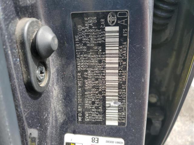 2T1BU4EE4AC303864 - 2010 TOYOTA COROLLA LE BASE GRAY photo 12