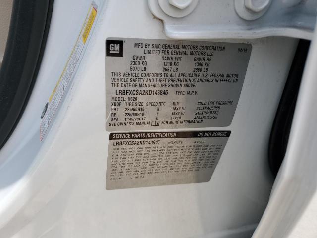LRBFXCSA2KD143846 - 2019 BUICK ENVISION ESSENCE WHITE photo 13