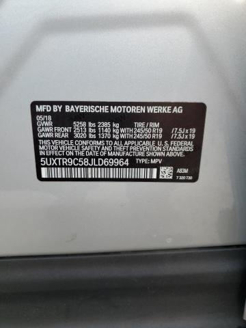 5UXTR9C58JLD69964 - 2018 BMW X3 XDRIVE30I SILVER photo 13