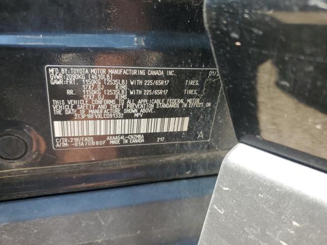 2T3P1RFVXLC091332 - 2020 TOYOTA RAV4 XLE BLACK photo 13