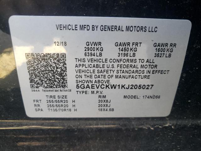 5GAEVCKW1KJ205027 - 2019 BUICK ENCLAVE AVENIR Qara foto 13