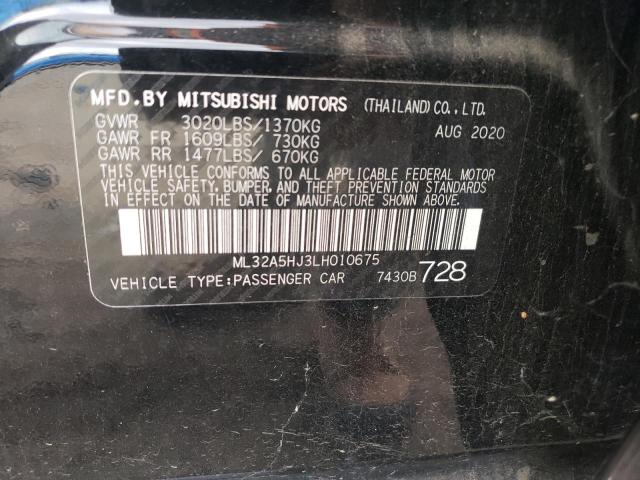 ML32A5HJ3LH010675 - 2020 MITSUBISHI MIRAGE LE BLACK photo 12