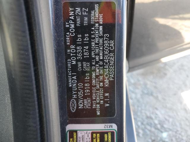KMHCN4AC4BU609873 - 2011 HYUNDAI ACCENT GLS Noir photo 12